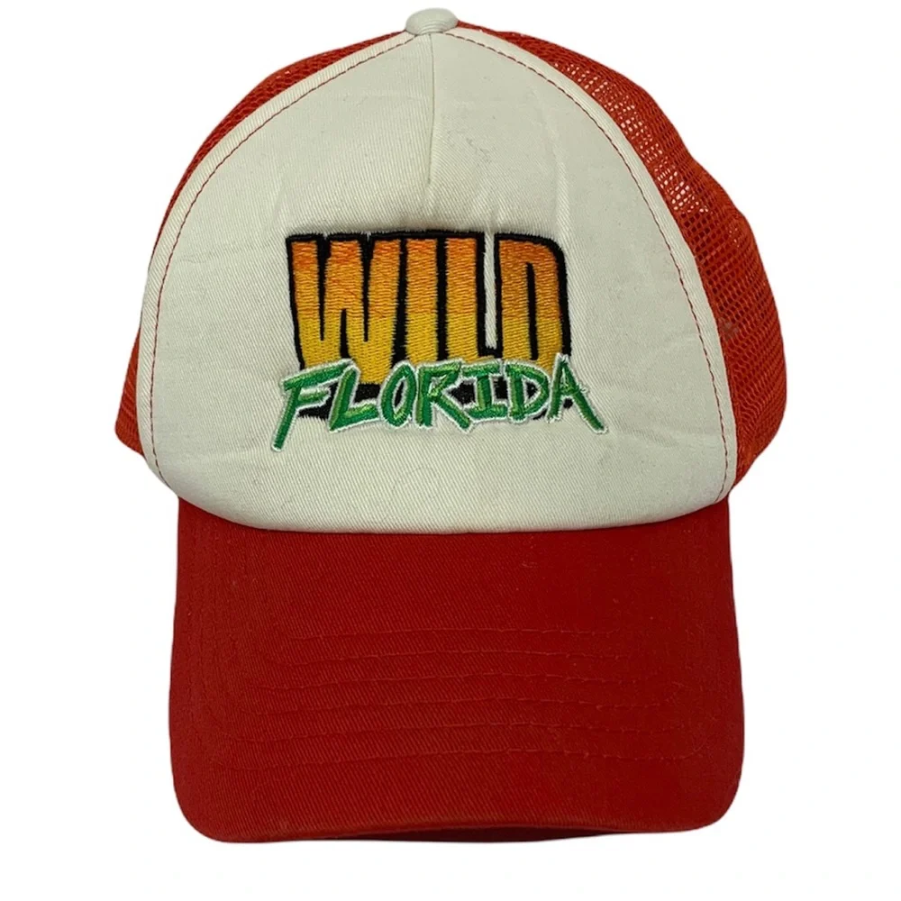 Vintage Wild Florida Party Snapback Foam Mesh Trucker Red White Retro Hat Cap